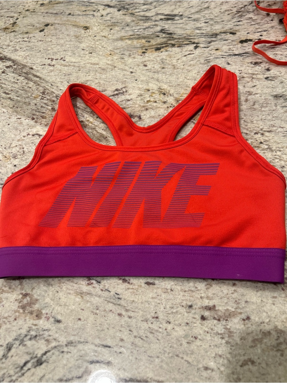Nike Orange-Red Sports Bra size XS with Purple Band